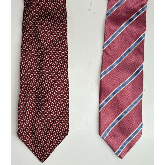 Vintage Silk Neck Ties (2) Pink Red Men Tie Jos A Bank J Z Gallery 58" 61" - Picture 1 of 5